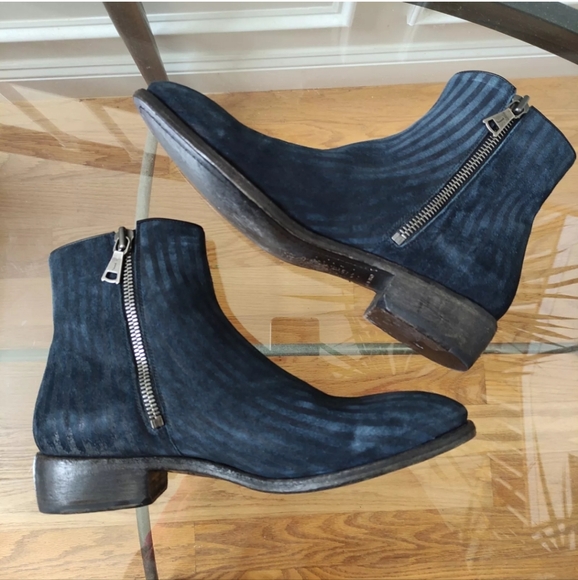 John Varvatos Keith Striped Suede Boots Men's 9.5 Handmade In Italy - Picture 4 of 13